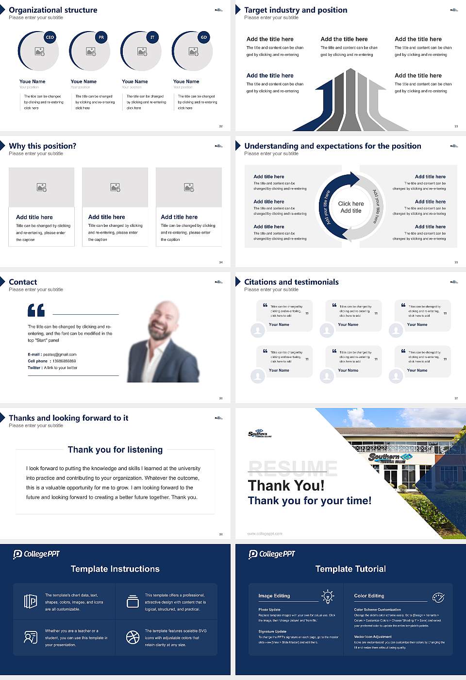 Southern Technical College – Brandon Resume PPT Template16:9 ratio PPT effect preview image4
