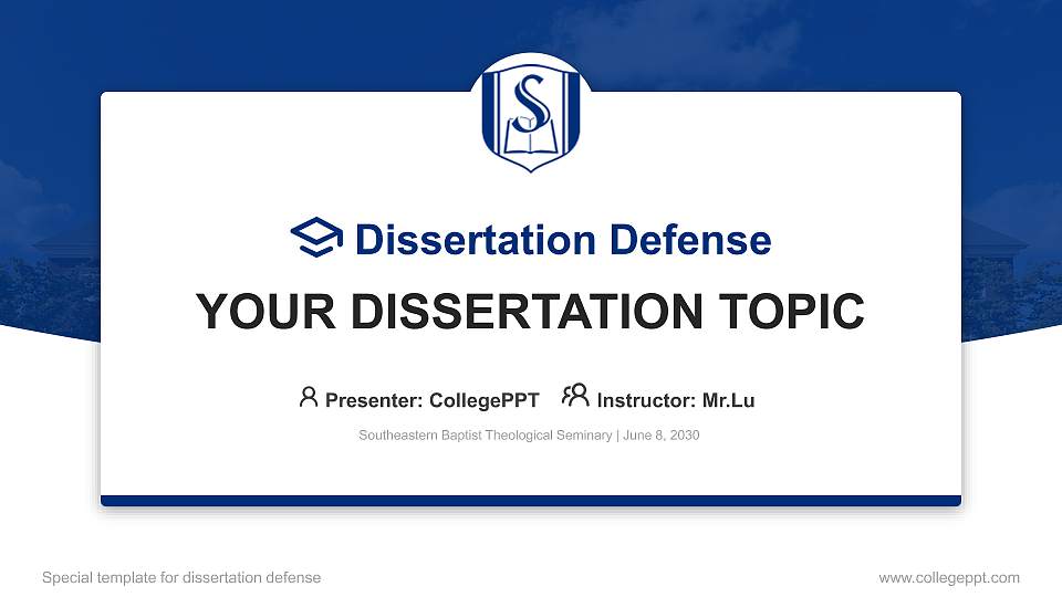 Southeastern Baptist Theological Seminary Graduation Thesis Defense PPT Template16:9 ratio PPT effect preview image