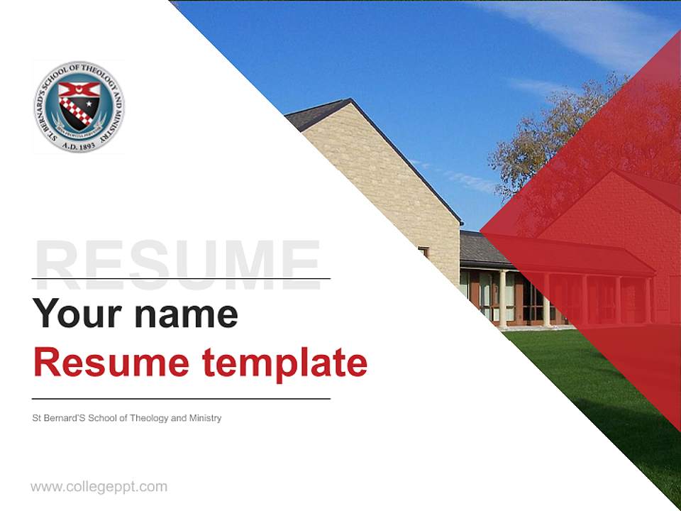 St Bernard’S School of Theology and Ministry Resume PPT Template4:3 ratio PPT effect preview image5