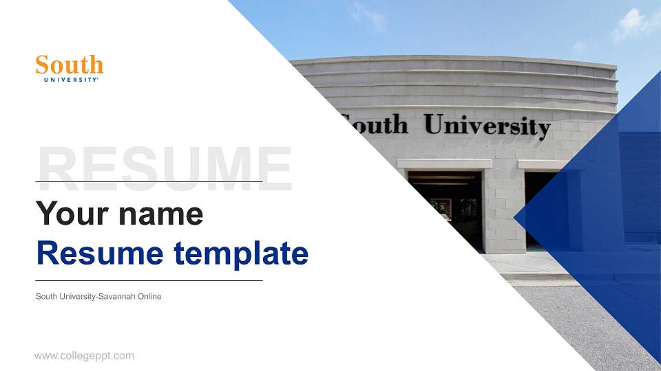 South University-Savannah Online Resume PPT Template16:9 ratio PPT effect preview image