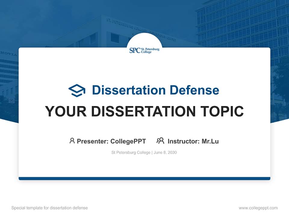 St Petersburg College Graduation Thesis Defense PPT Template4:3 ratio PPT effect preview image7