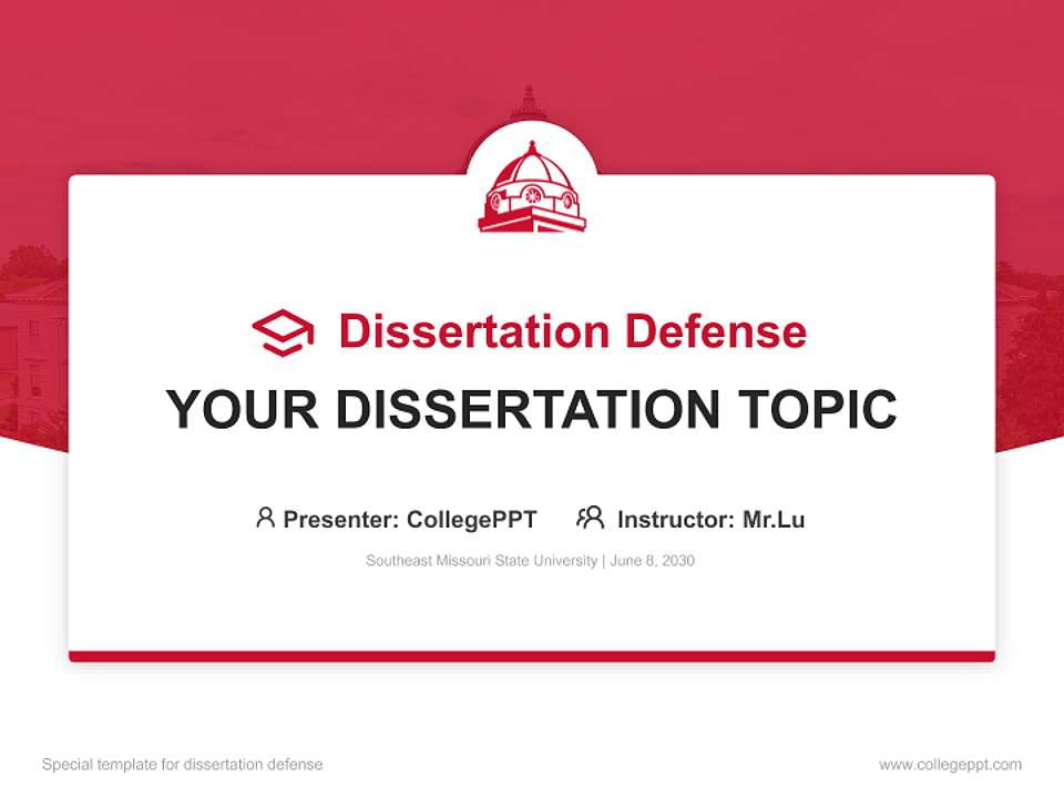 Southeast Missouri State University Graduation Thesis Defense PPT Template4:3 ratio PPT effect preview image7