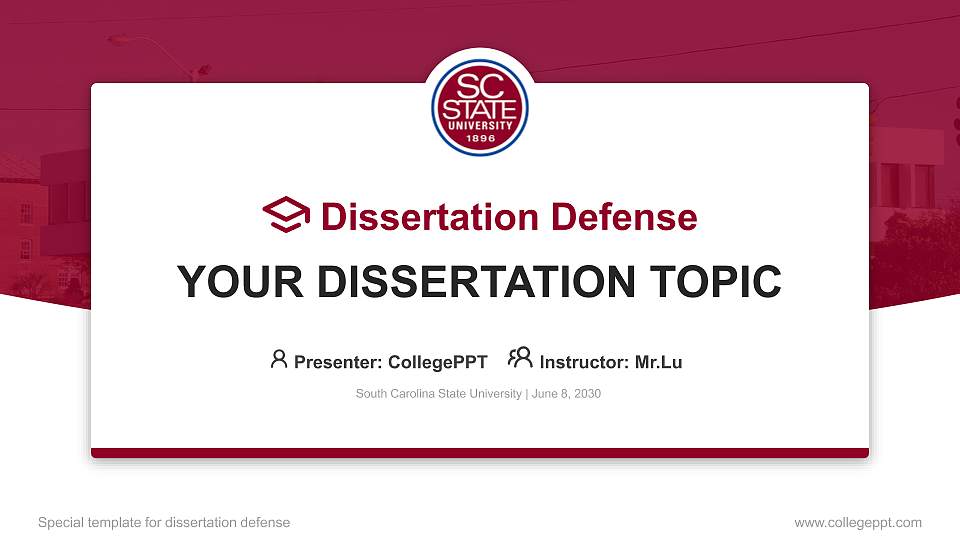 South Carolina State University Graduation Thesis Defense PPT Template16:9 ratio PPT effect preview image