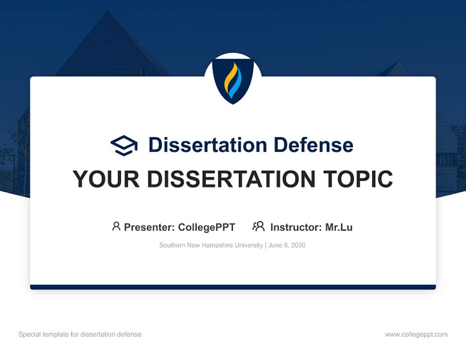 Southern New Hampshire University Graduation Thesis Defense PPT Template4:3 ratio PPT effect preview image7