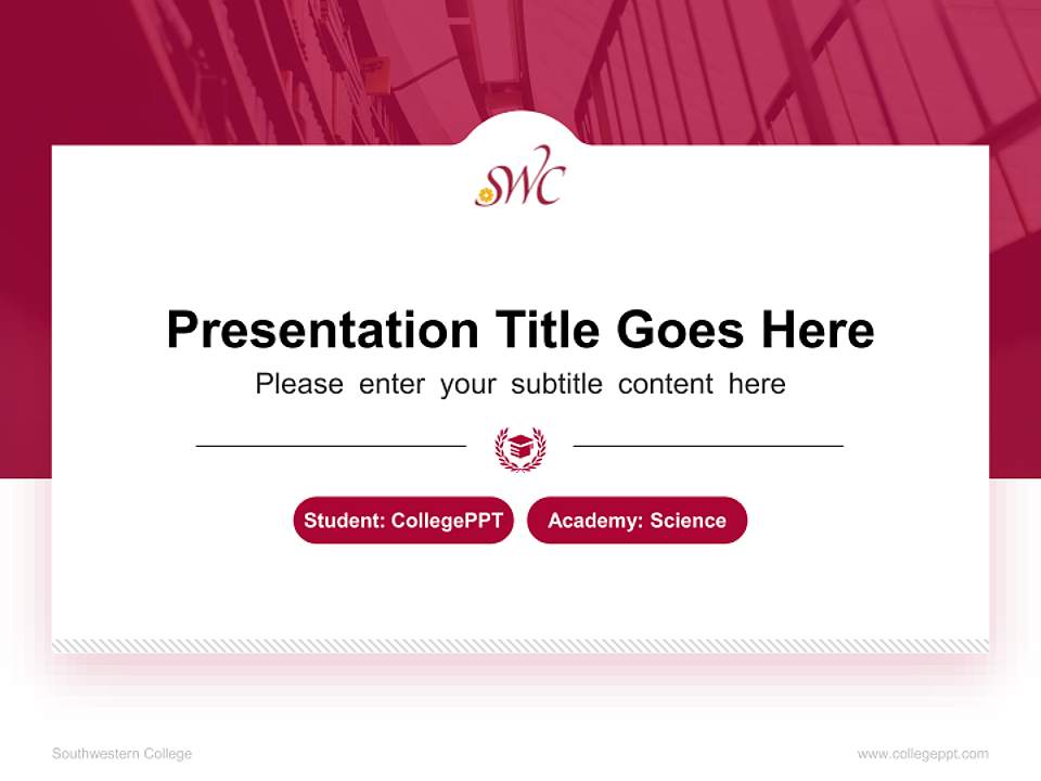 Southwestern College National Scholarship Defense PPT Template4:3 ratio PPT effect preview image4