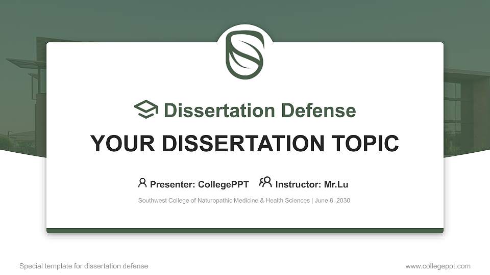 Southwest College of Naturopathic Medicine & Health Sciences Graduation Thesis Defense PPT Template16:9 ratio PPT effect preview image