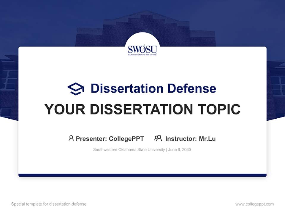 Southwestern Oklahoma State University Graduation Thesis Defense PPT Template4:3 ratio PPT effect preview image7