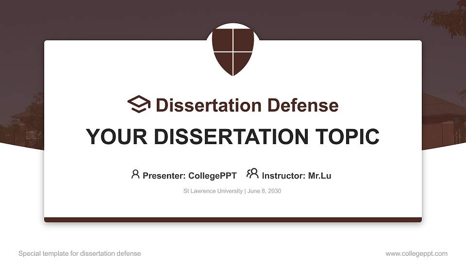 St Lawrence University Graduation Thesis Defense PPT Template16:9 ratio PPT effect preview image