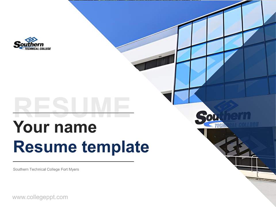 Southern Technical College Fort Myers Resume PPT Template4:3 ratio PPT effect preview image5