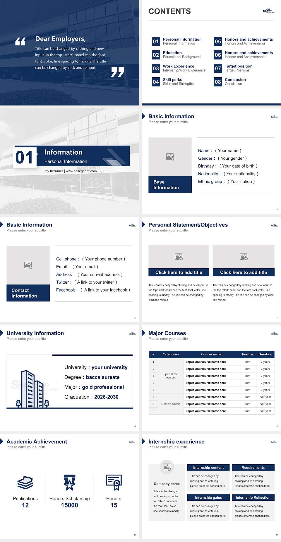 Southern Technical College Fort Myers Resume PPT Template4:3 ratio PPT effect preview image2