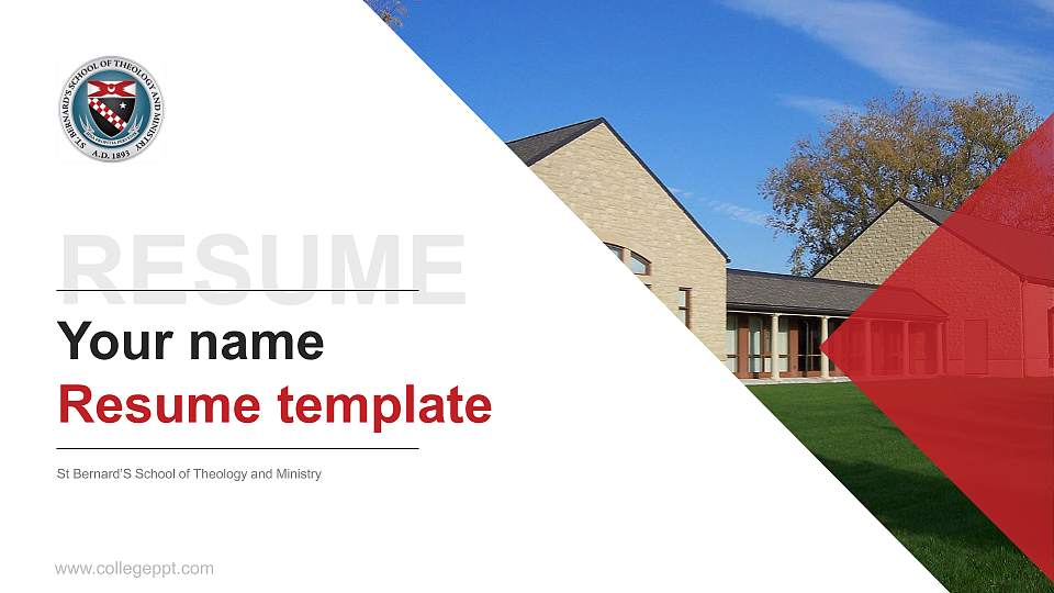 St Bernard’S School of Theology and Ministry Resume PPT Template16:9 ratio PPT effect preview image