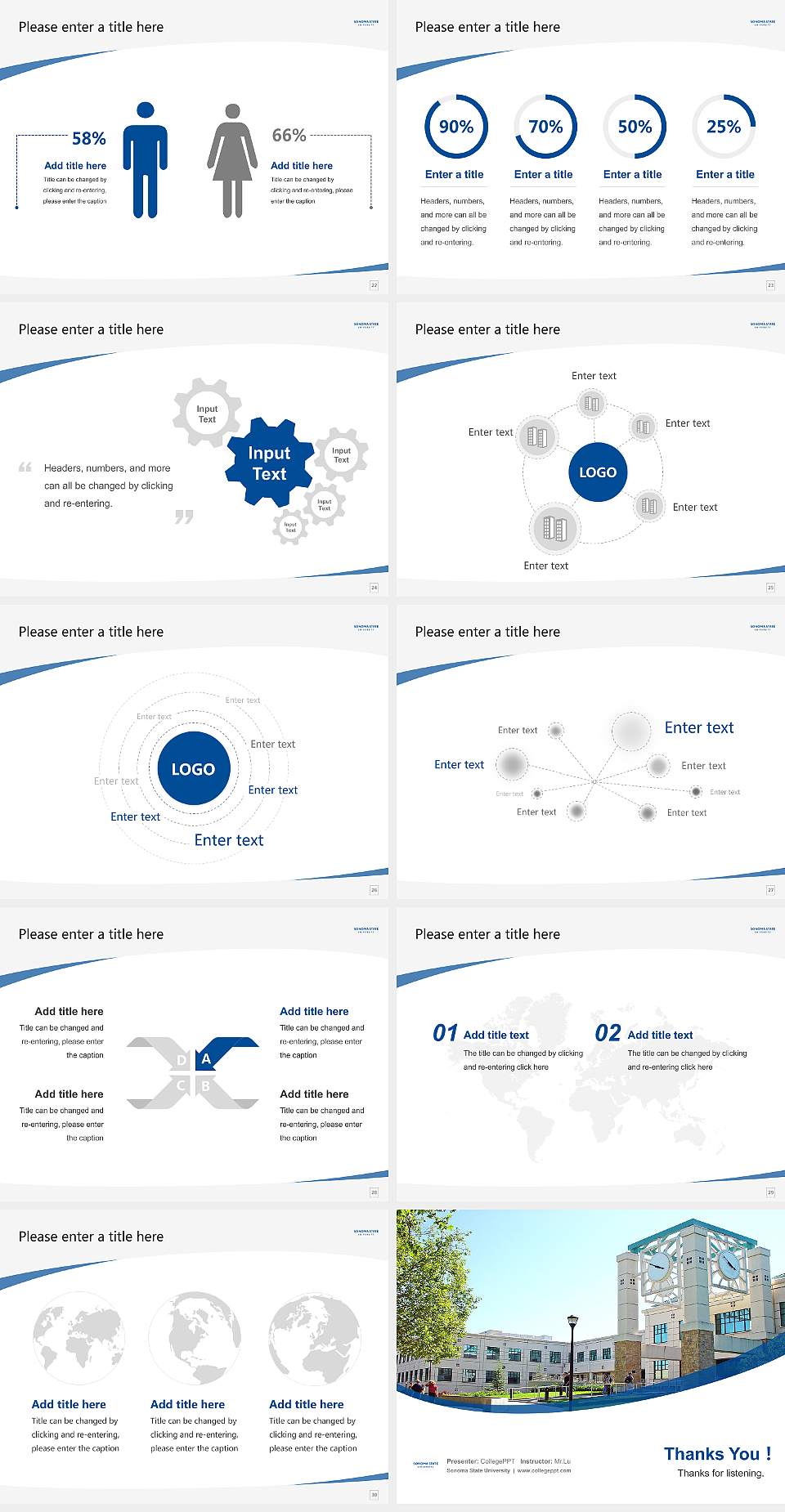 Sonoma State University Course/Courseware Creation PPT Template4:3 ratio PPT effect preview image4