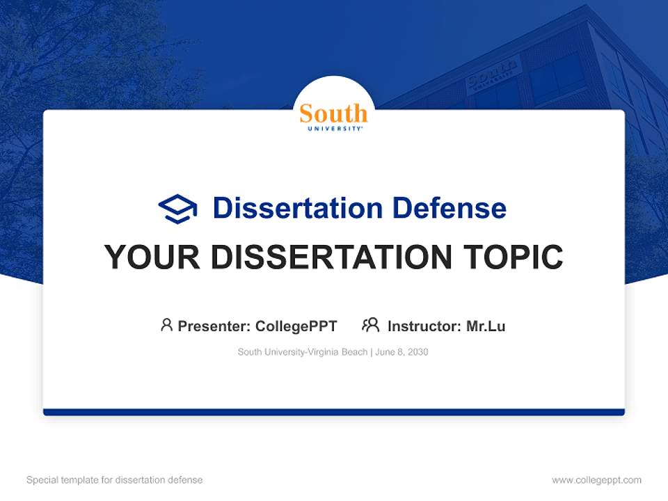 South University-Virginia Beach Graduation Thesis Defense PPT Template4:3 ratio PPT effect preview image7