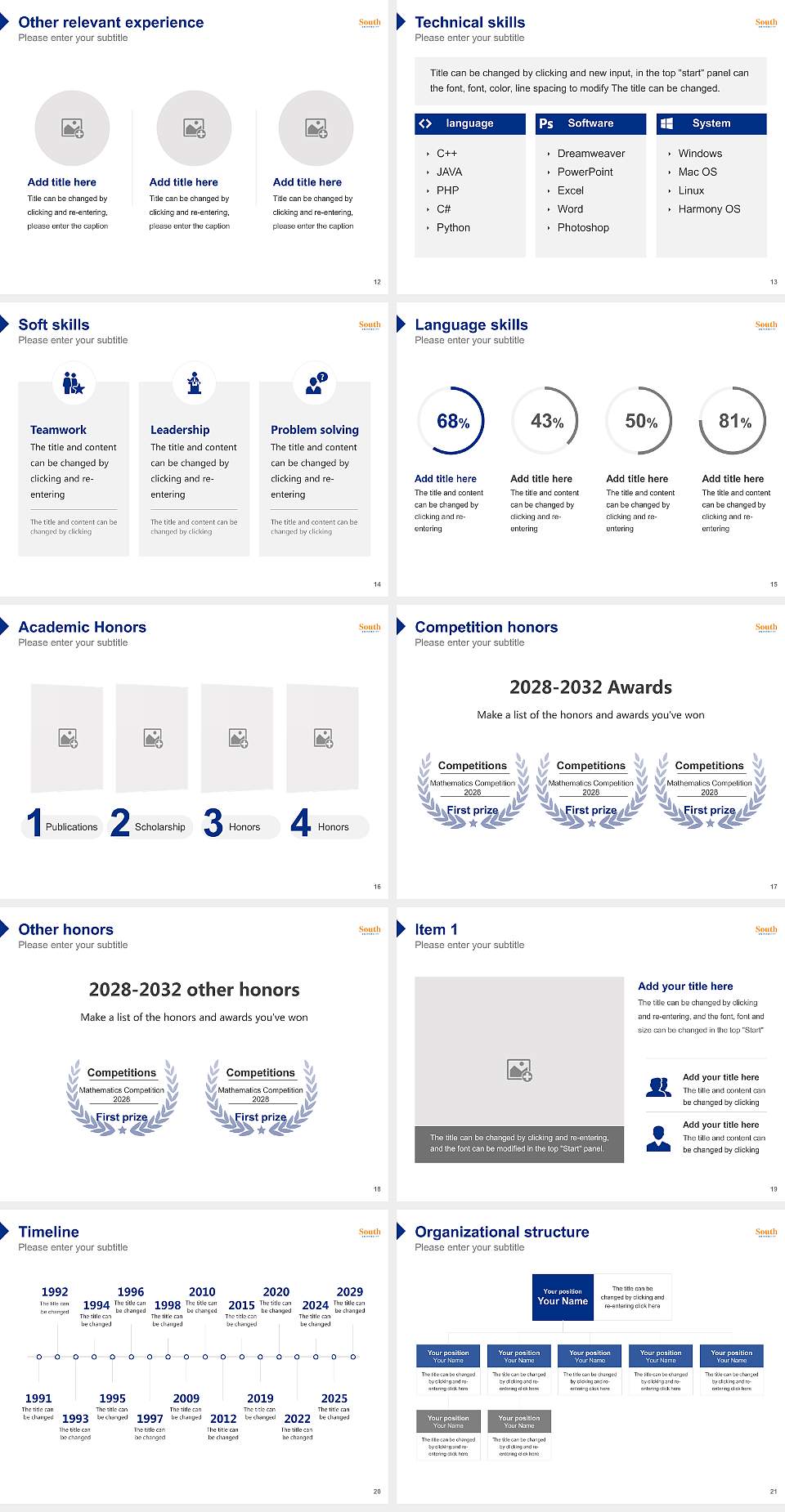 South University-Savannah Resume PPT Template4:3 ratio PPT effect preview image3