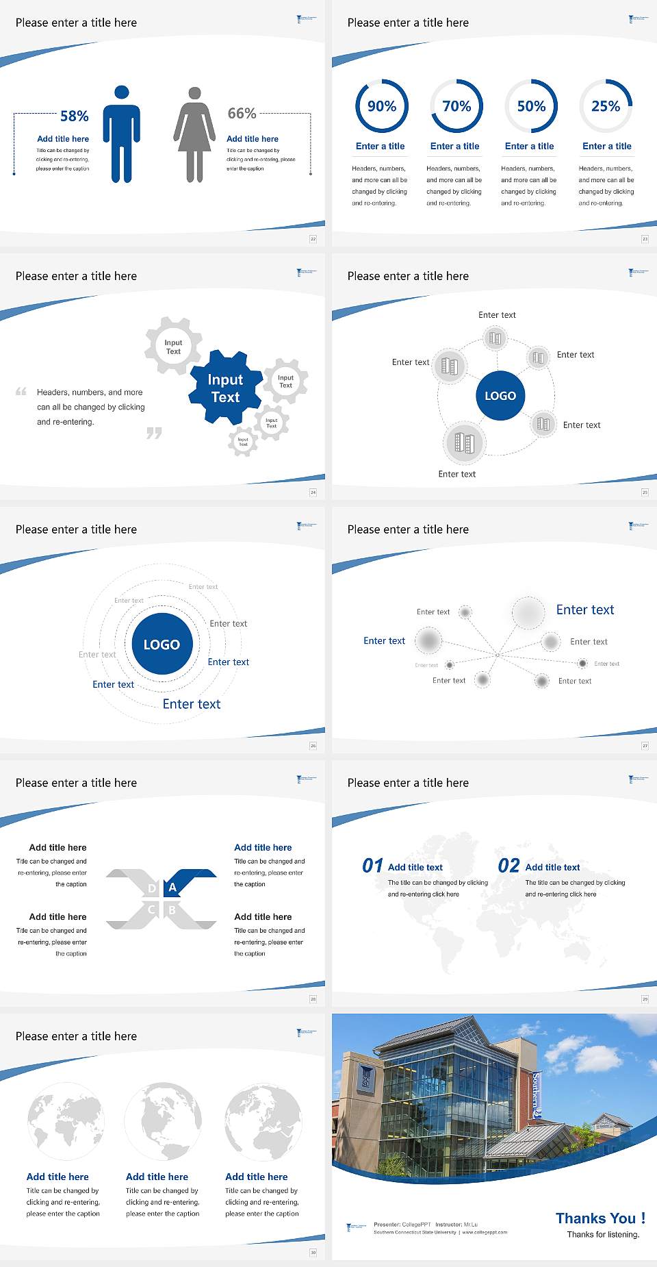 Southern Connecticut State University Course/Courseware Creation PPT Template4:3 ratio PPT effect preview image4