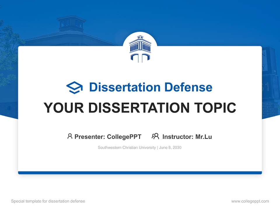 Southwestern Christian University Graduation Thesis Defense PPT Template4:3 ratio PPT effect preview image7
