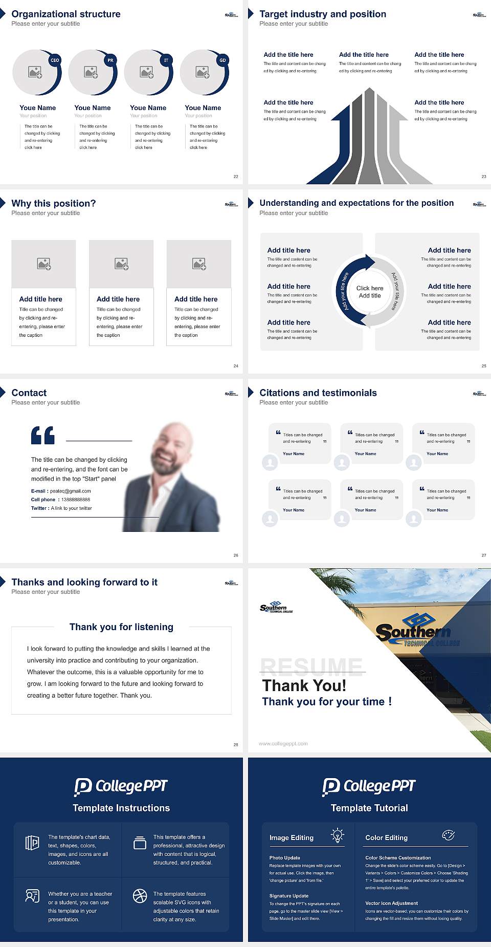 Southern Technical College Tampa Resume PPT Template4:3 ratio PPT effect preview image4