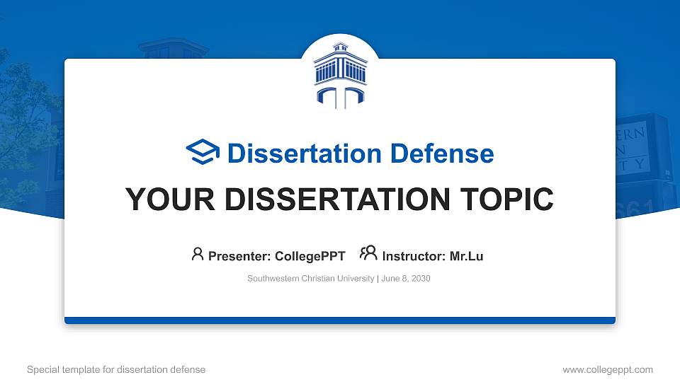 Southwestern Christian University Graduation Thesis Defense PPT Template16:9 ratio PPT effect preview image