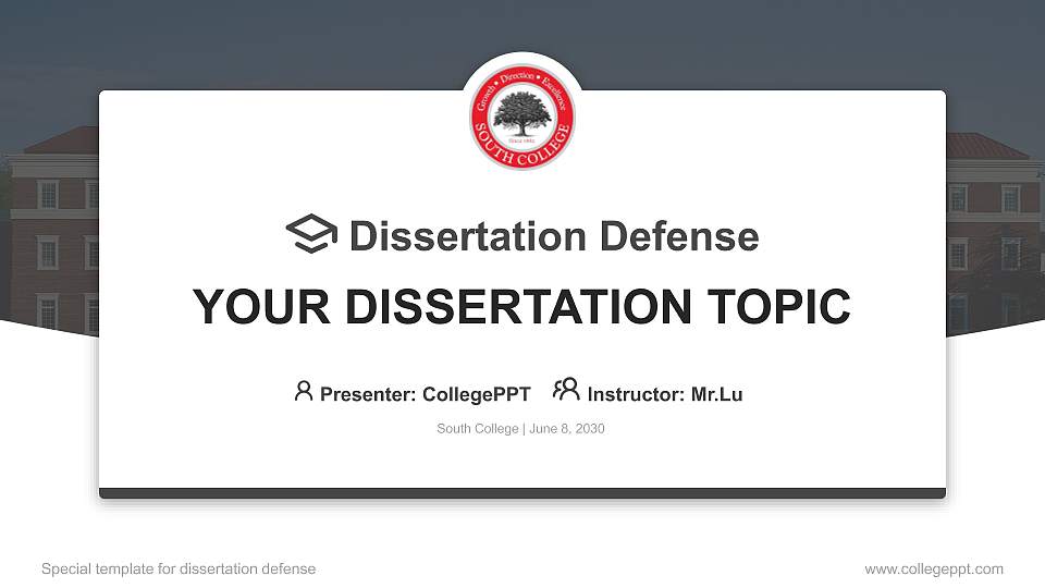 South College Graduation Thesis Defense PPT Template16:9 ratio PPT effect preview image