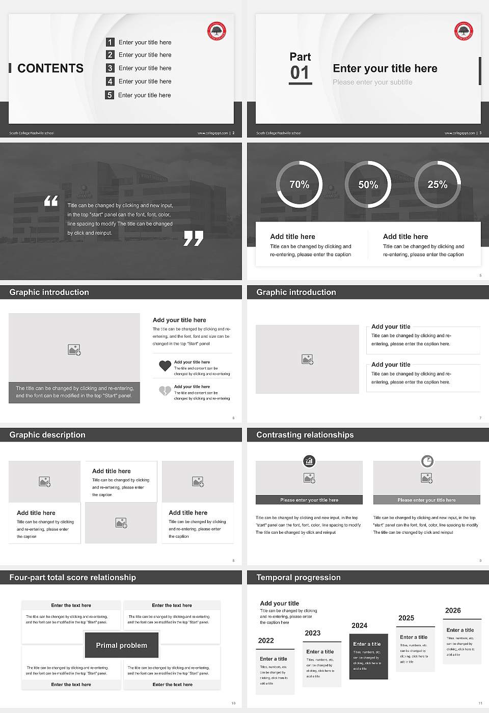 South College Nashville school Thesis Proposal/Graduation Defense PPT Template16:9 ratio PPT effect preview image2