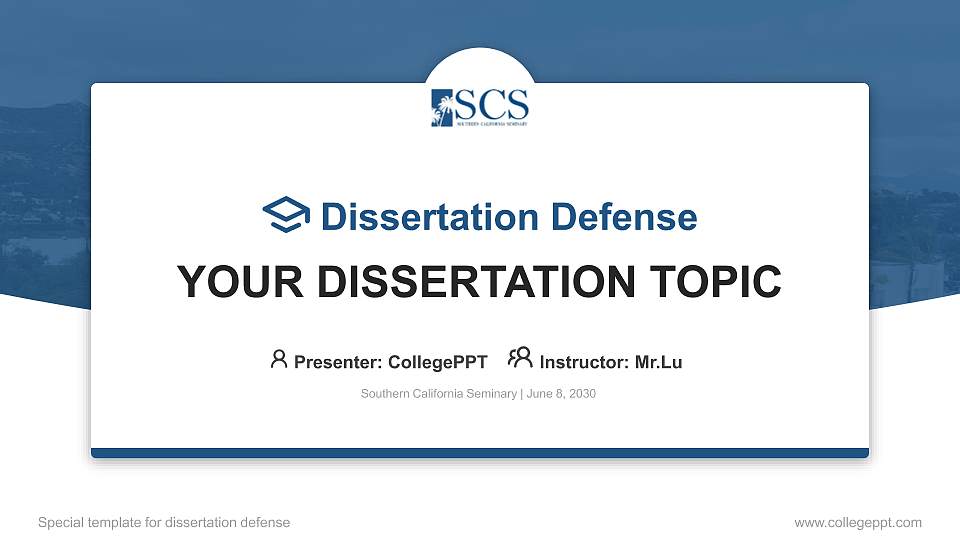 Southern California Seminary Graduation Thesis Defense PPT Template16:9 ratio PPT effect preview image