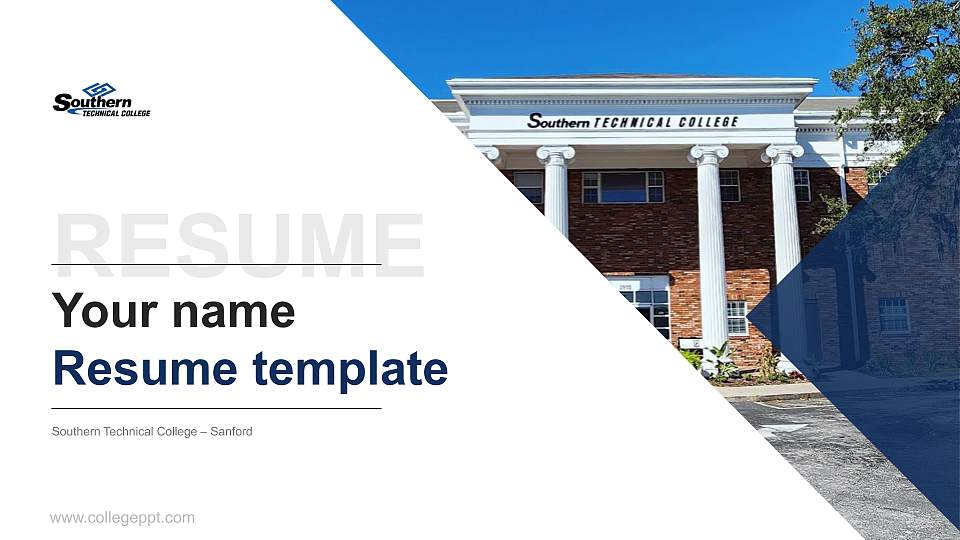 Southern Technical College – Sanford Resume PPT Template16:9 ratio PPT effect preview image