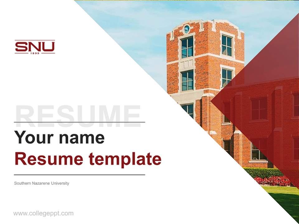 Southern Nazarene University Resume PPT Template4:3 ratio PPT effect preview image5