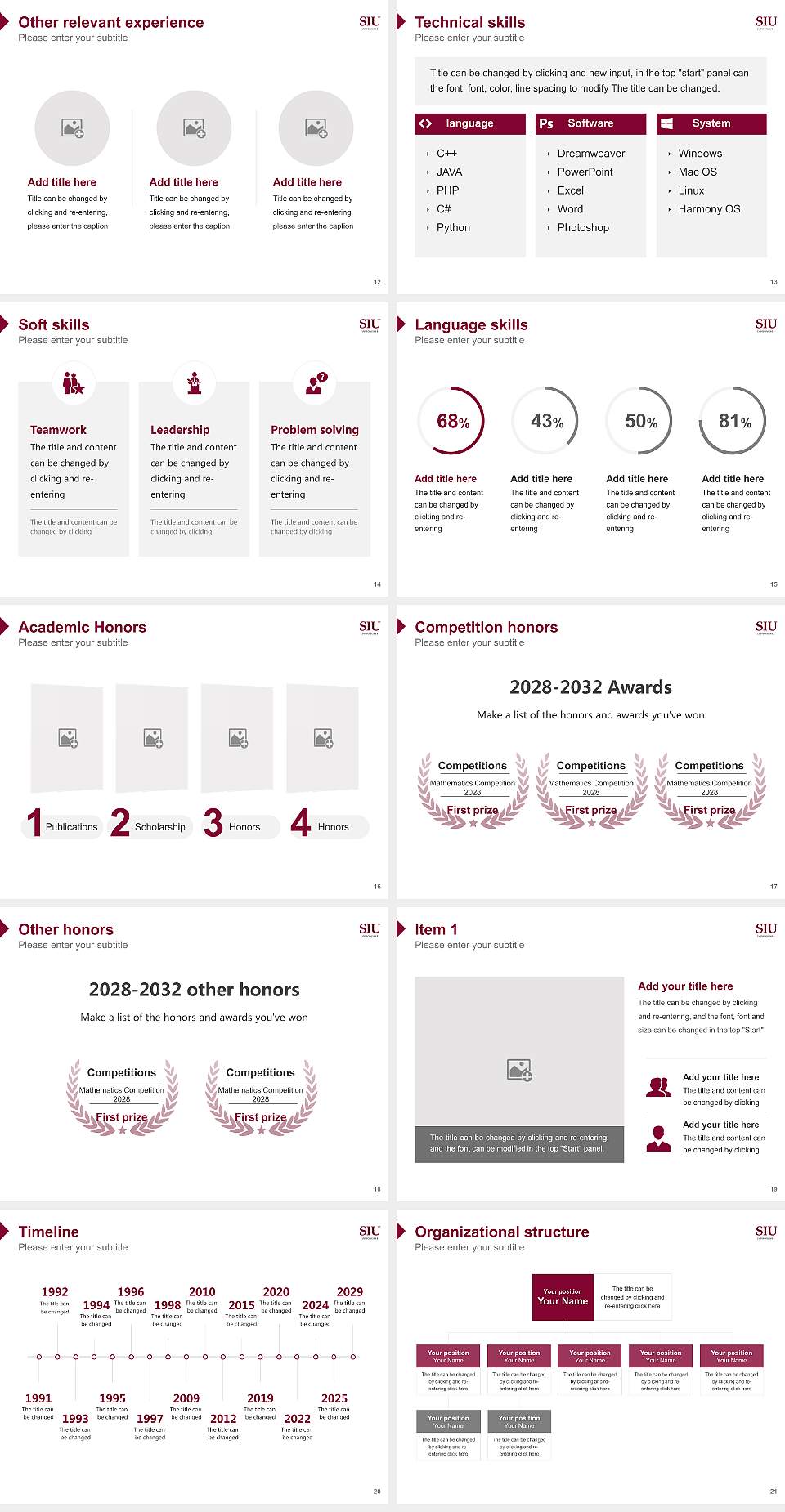 Southern Illinois University-Carbondale Resume PPT Template4:3 ratio PPT effect preview image3
