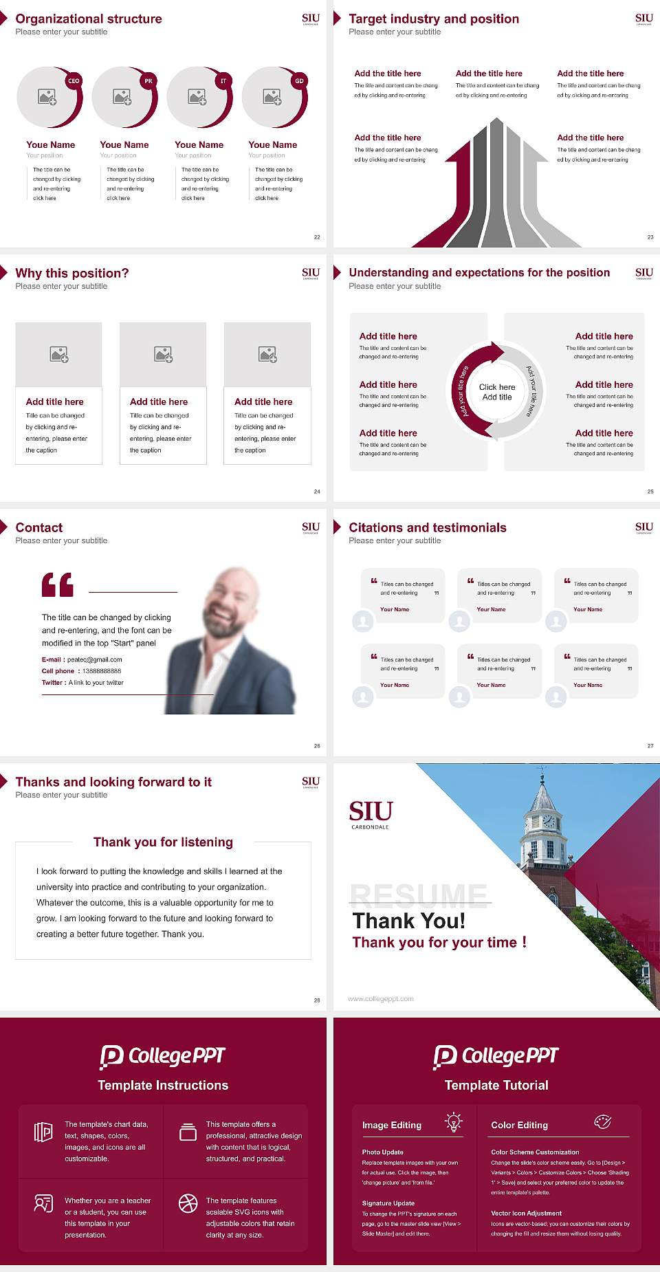 Southern Illinois University-Carbondale Resume PPT Template4:3 ratio PPT effect preview image4