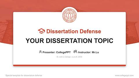 St. John’s College Graduation Thesis Defense PPT Template