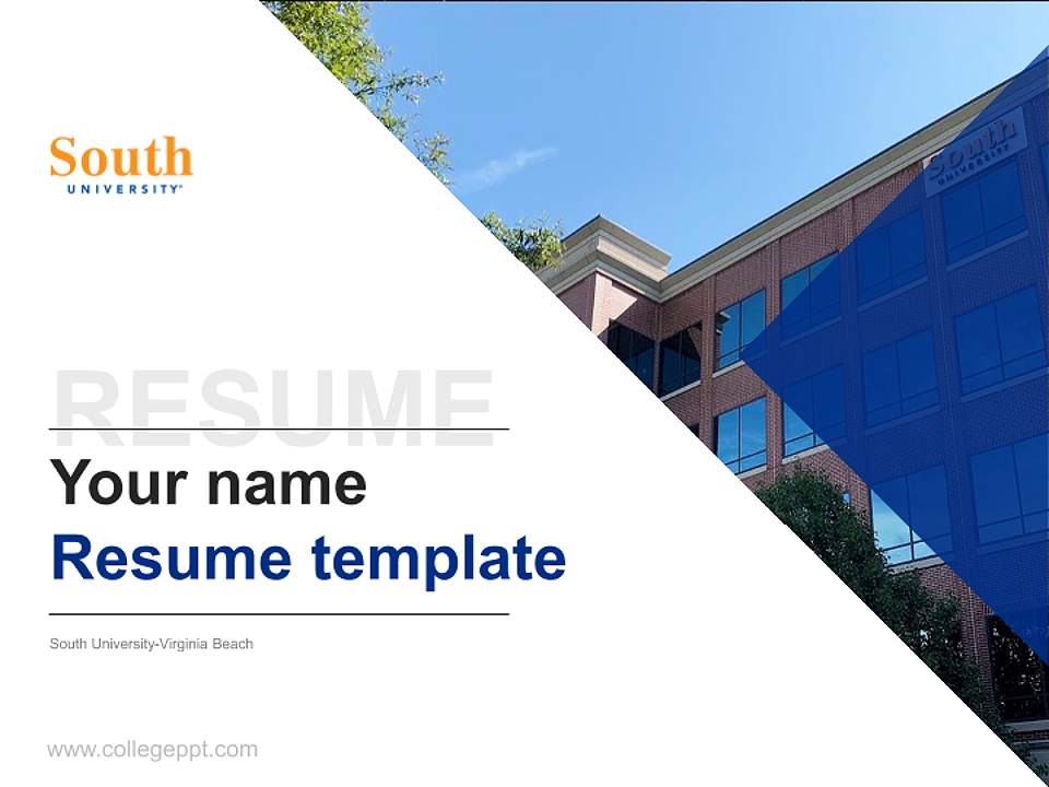 South University-Virginia Beach Resume PPT Template4:3 ratio PPT effect preview image5