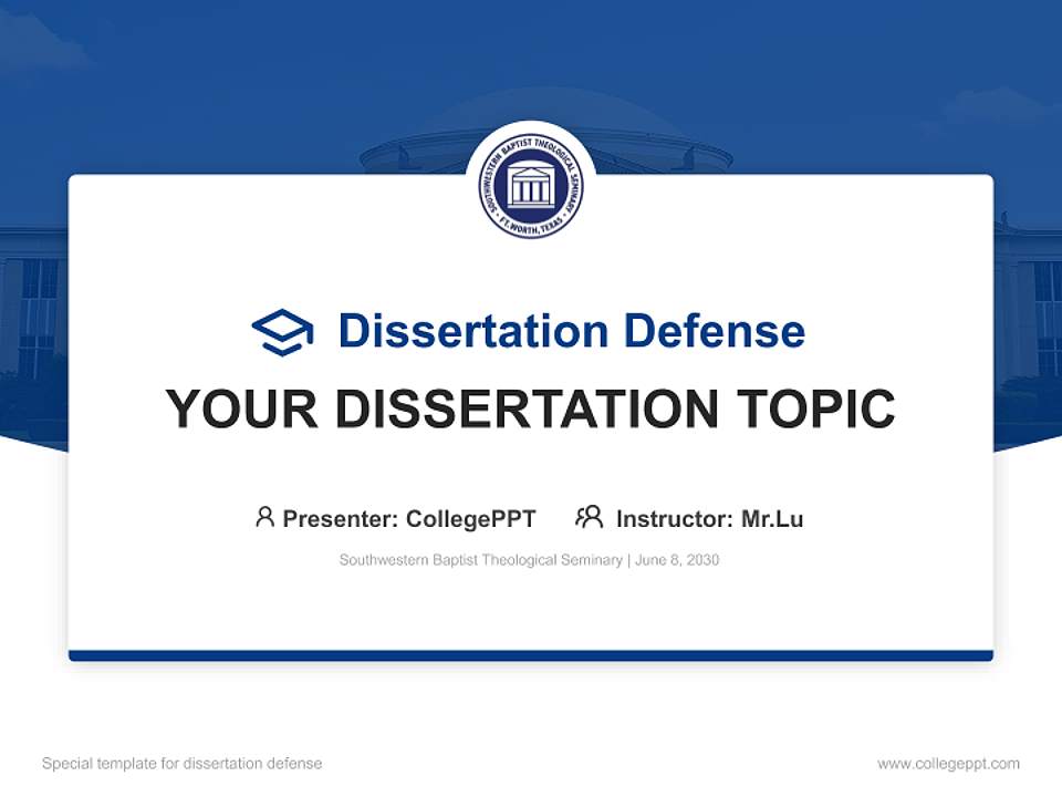 Southwestern Baptist Theological Seminary Graduation Thesis Defense PPT Template4:3 ratio PPT effect preview image7