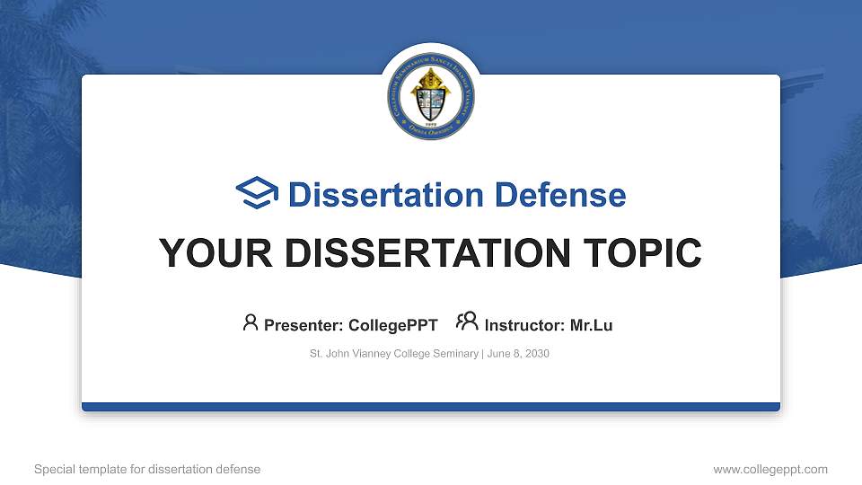 St. John Vianney College Seminary Graduation Thesis Defense PPT Template16:9 ratio PPT effect preview image