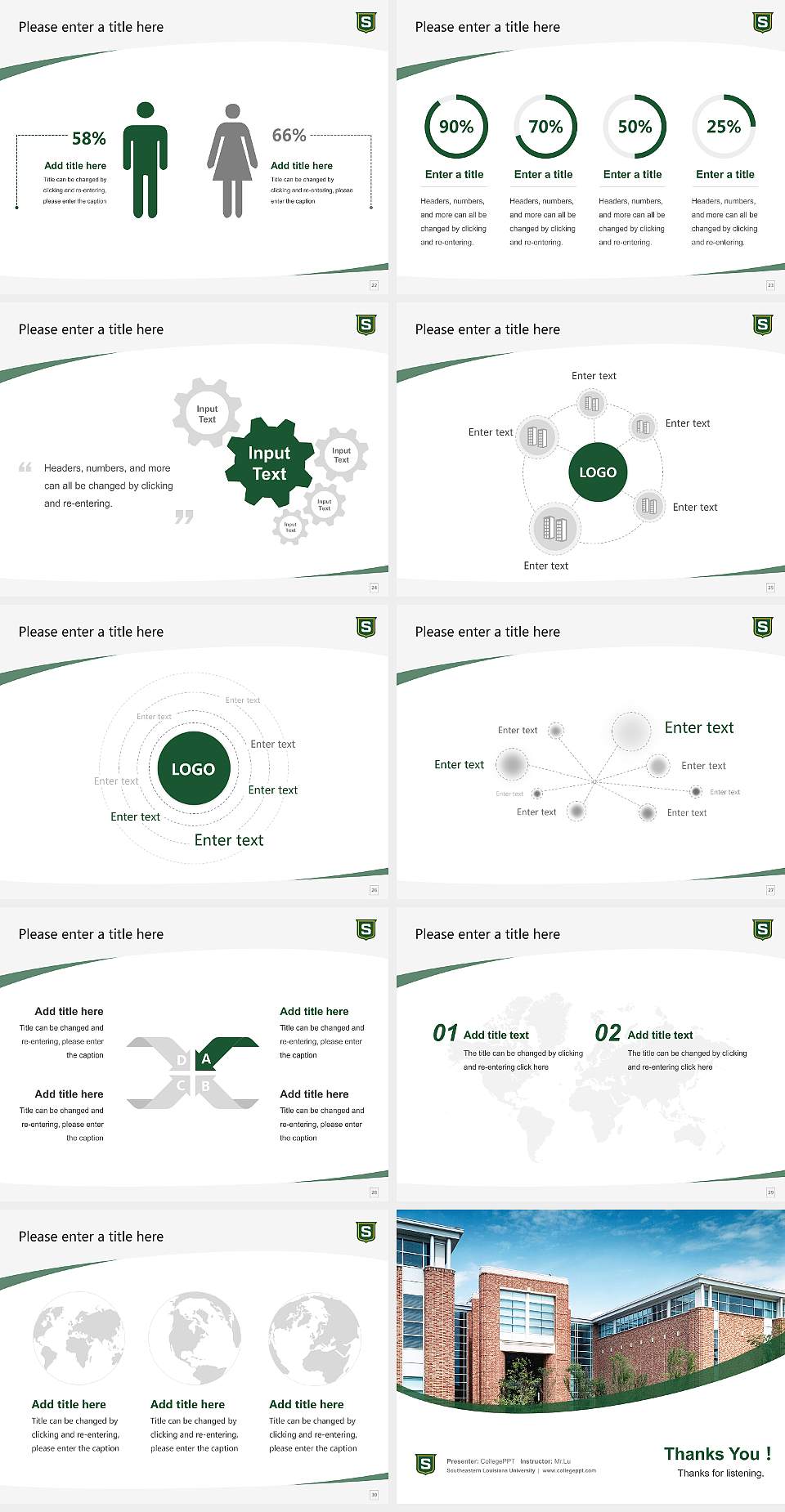 Southeastern Louisiana University Course/Courseware Creation PPT Template4:3 ratio PPT effect preview image4