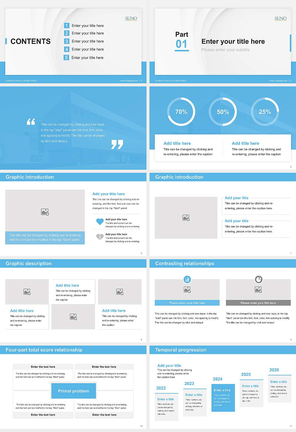 Southern University at New Orleans Thesis Proposal/Graduation Defense PPT Template16:9 ratio PPT effect preview image2