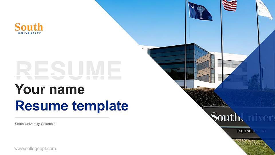 South University-Columbia Resume PPT Template16:9 ratio PPT effect preview image