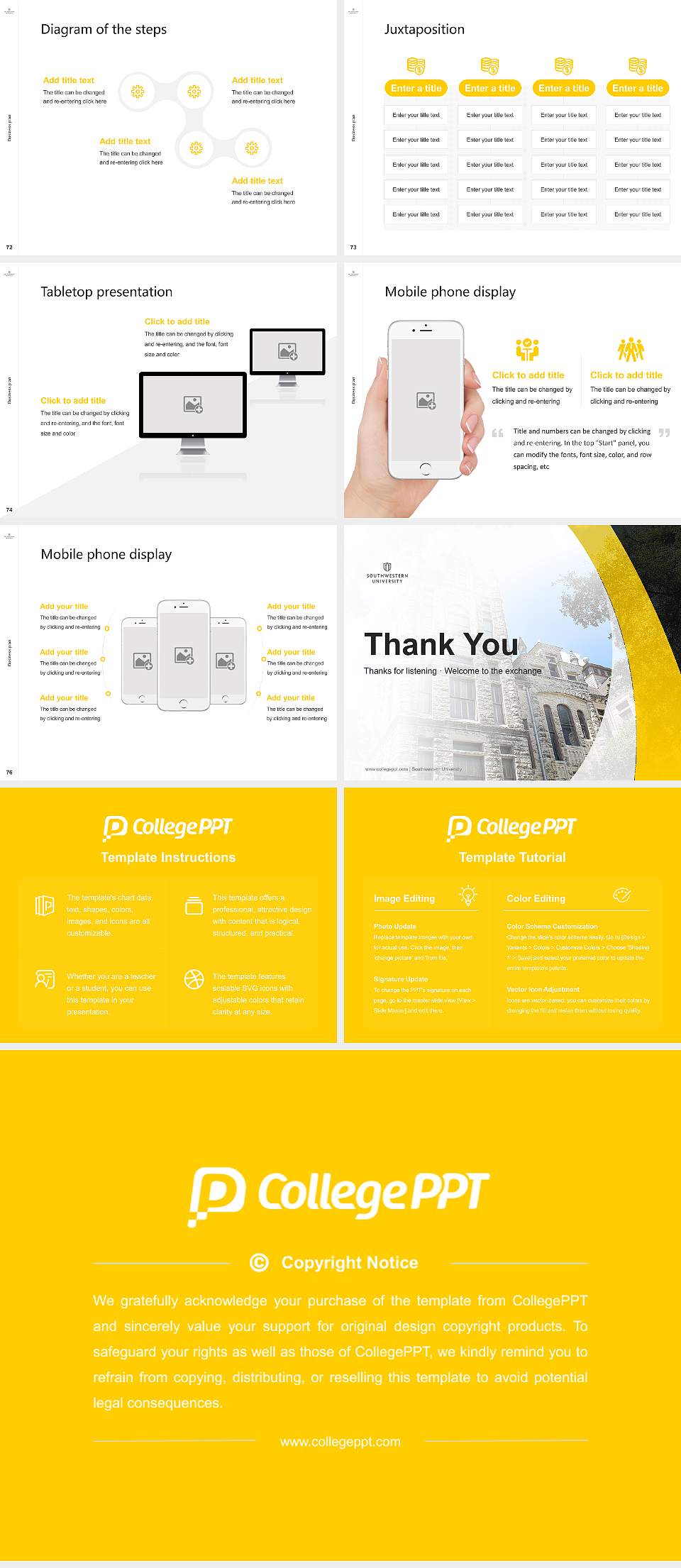 Southwestern University Competition/Entrepreneurship Contest PPT Template4:3 ratio PPT effect preview image9