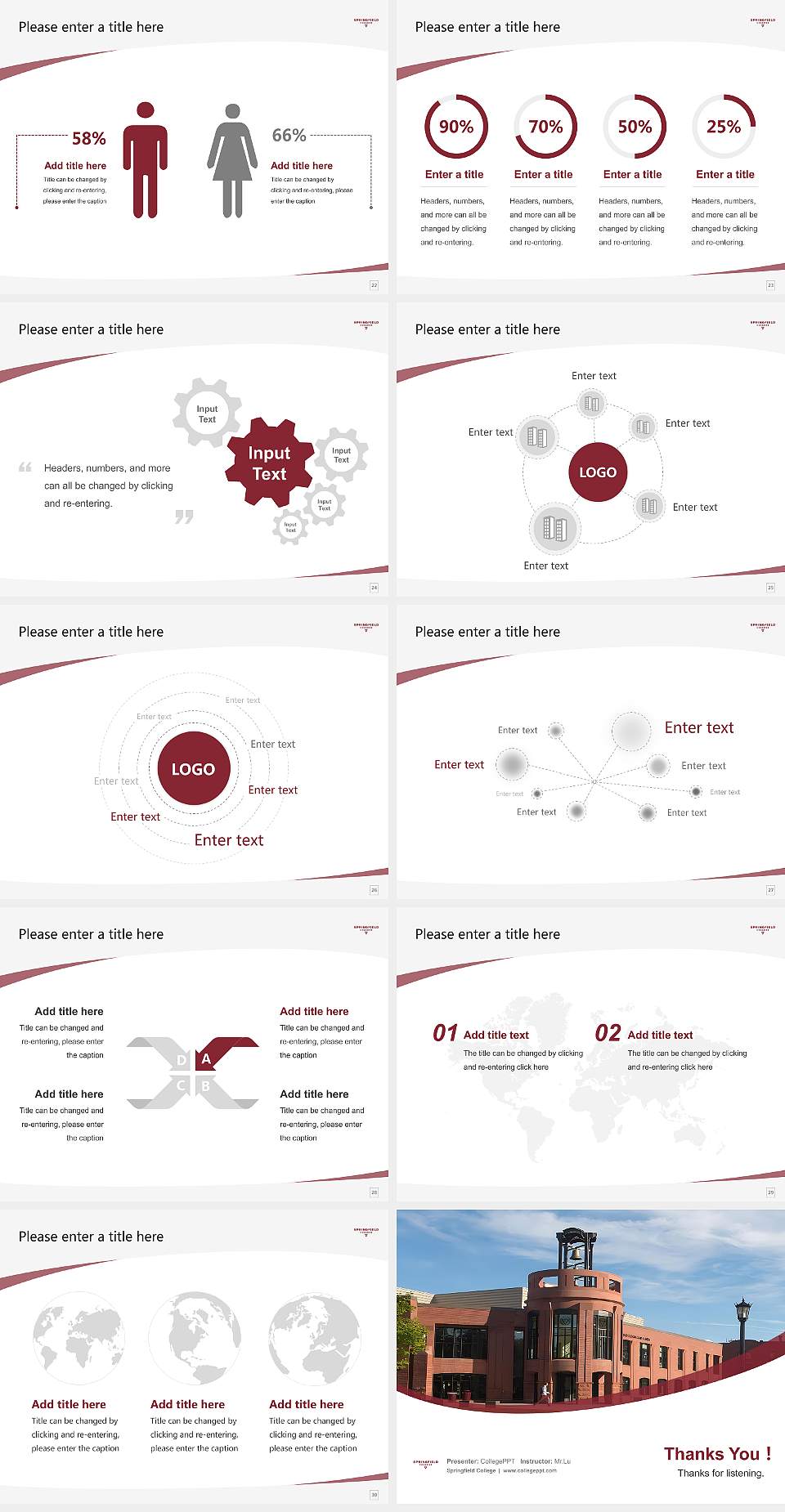 Springfield College Course/Courseware Creation PPT Template4:3 ratio PPT effect preview image4