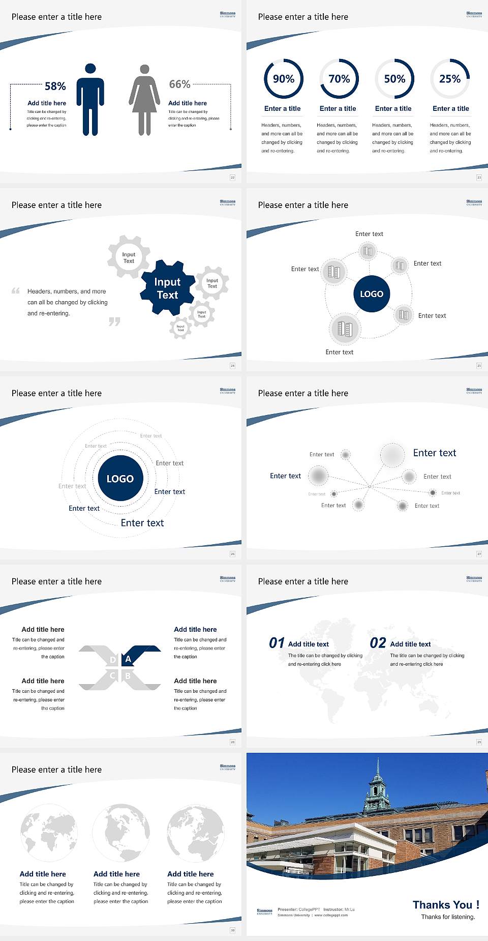 Simmons University Course/Courseware Creation PPT Template4:3 ratio PPT effect preview image4