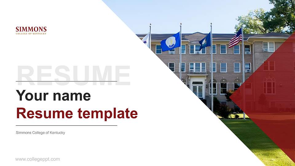 Simmons College of Kentucky Resume PPT Template16:9 ratio PPT effect preview image