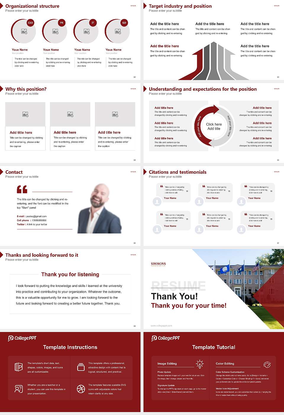 Simmons College of Kentucky Resume PPT Template16:9 ratio PPT effect preview image4