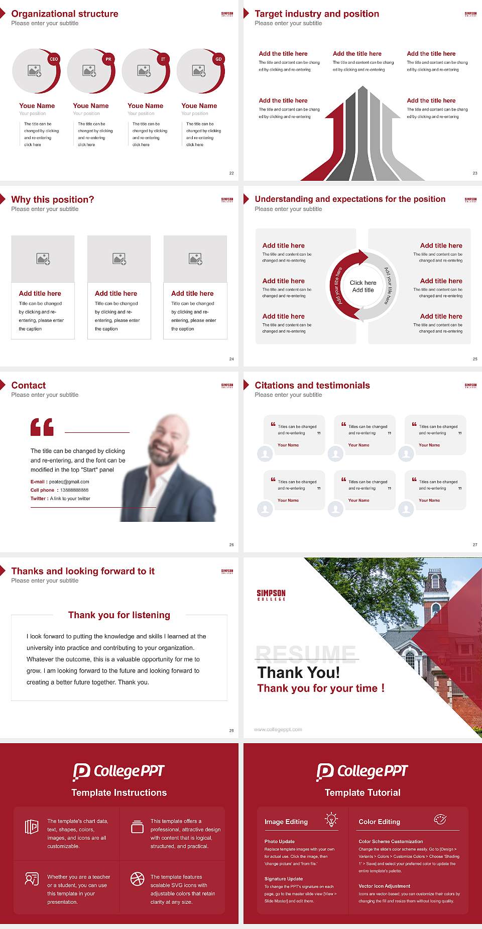 Simpson College Resume PPT Template4:3 ratio PPT effect preview image4