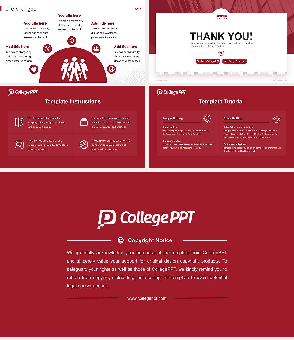 Simpson College National Scholarship Defense PPT Template16:9 ratio PPT effect preview image4