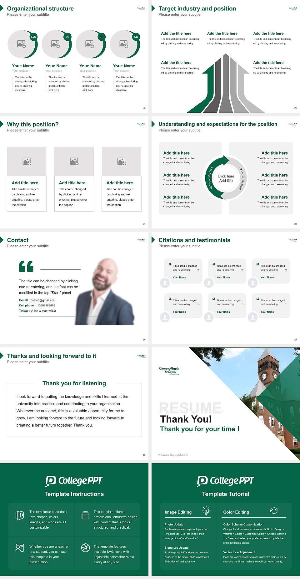 Slippery Rock University Resume PPT Template4:3 ratio PPT effect preview image4