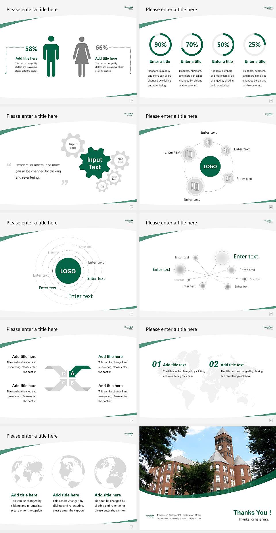 Slippery Rock University Course/Courseware Creation PPT Template4:3 ratio PPT effect preview image4