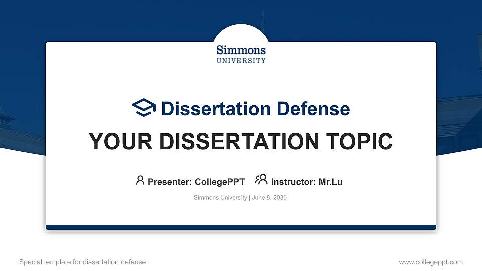 Simmons University Graduation Thesis Defense PPT Template16:9 ratio PPT effect preview image