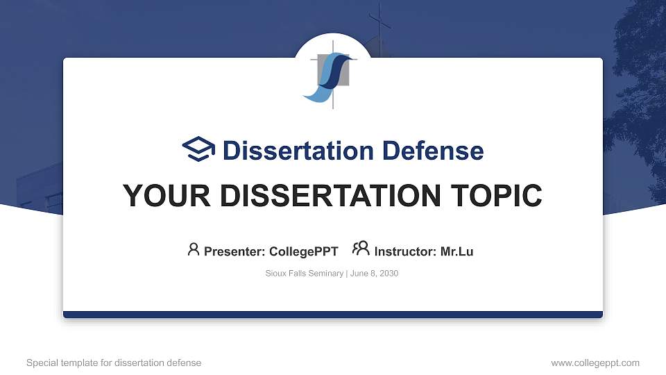 Sioux Falls Seminary Graduation Thesis Defense PPT Template16:9 ratio PPT effect preview image