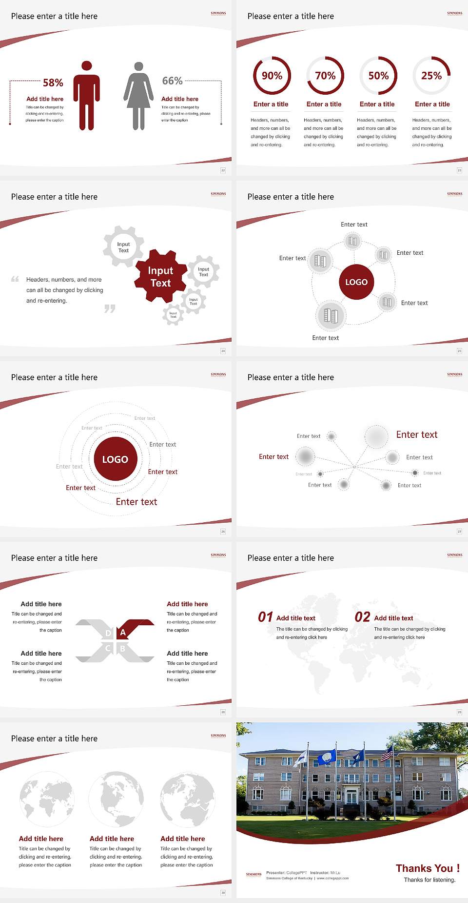 Simmons College of Kentucky Course/Courseware Creation PPT Template4:3 ratio PPT effect preview image4