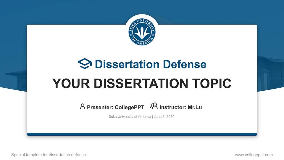 Soka University of America Graduation Thesis Defense PPT Template16:9 ratio PPT effect preview image1