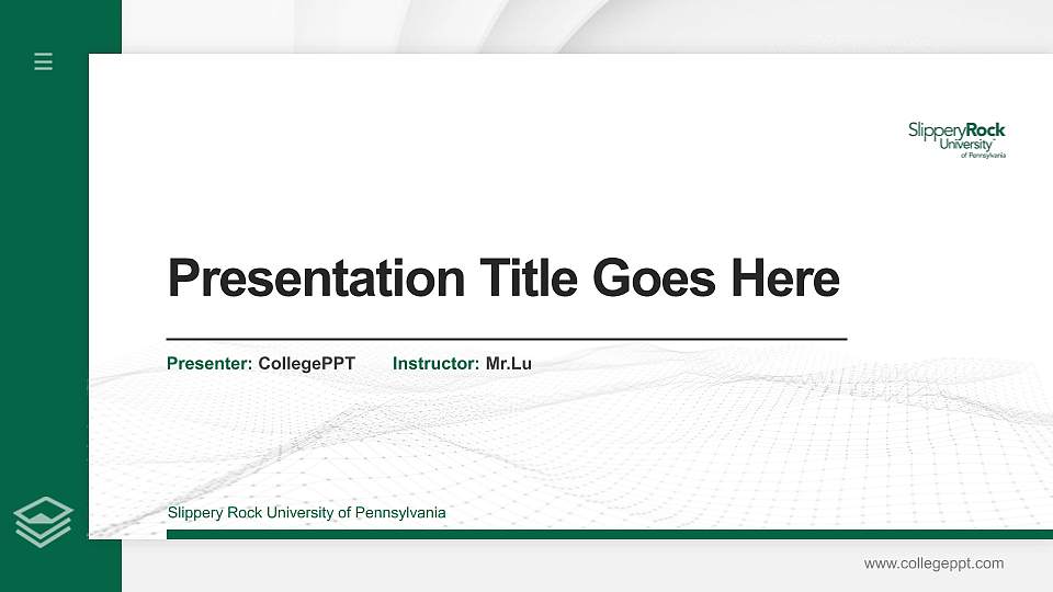 Slippery Rock University of Pennsylvania Thesis Proposal/Graduation Defense PPT Template16:9 ratio PPT effect preview image1